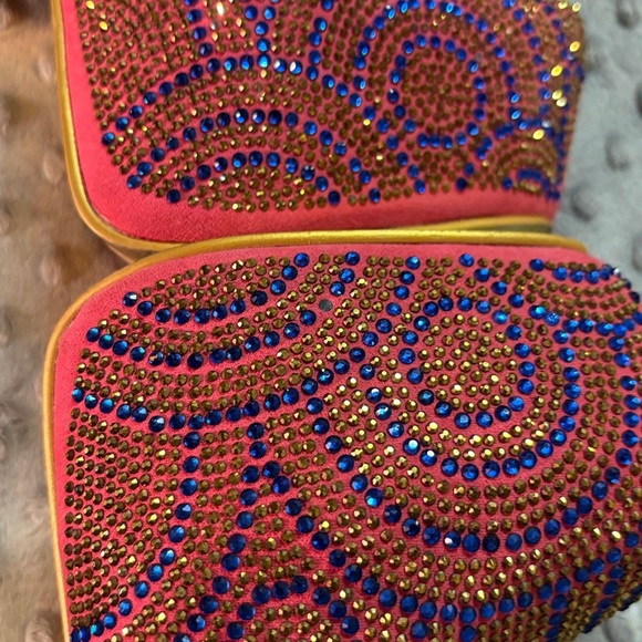 Luxury Pink Multi-Color Rhinestone Platform Stiletto Pumps Heels 7 Prom Wedding - Picture 11 of 11